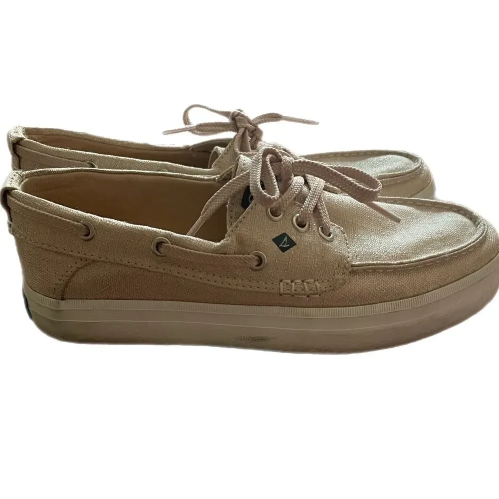 Sperry Top Sider Rose Gold Boat Shoes, Girls size 4/woman’s 6